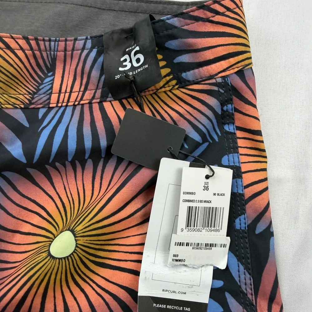 Rip Curl Board Shorts Mens 36 Black Floral Print Combined 2.0 03MMBO Stretch